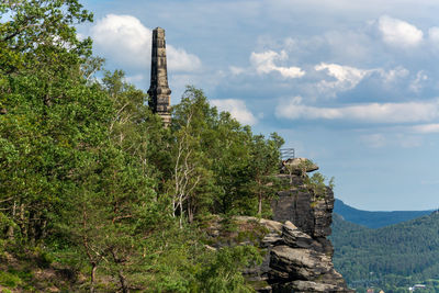 Scenic view of tree mountain against sky