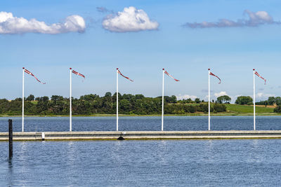 Scenic view of sea against blue sky