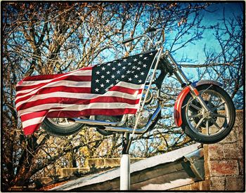 Low angle view of american flag