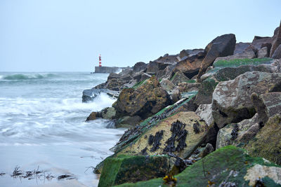 Scenic view of sea against clear sky