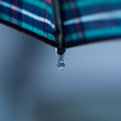 Close-up of drop falling on water