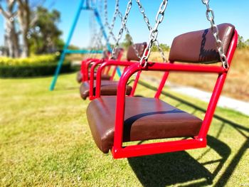 Empty swing in park