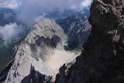 Panoramic view of rocky mountains against sky