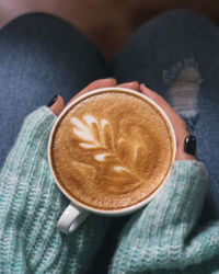 High angle view of coffee on table