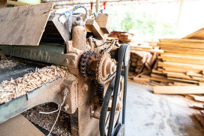 Close-up of old machinery