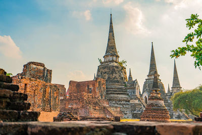 Low angle view of temple against sky