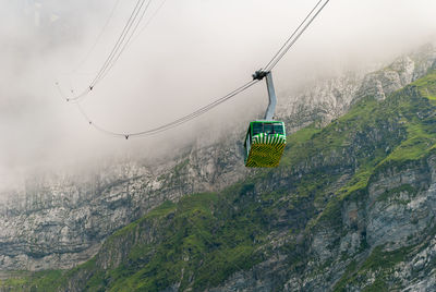 Overhead cable car over mountains