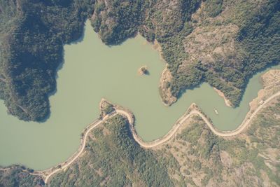 High angle view of winding on mountain