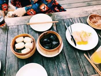 High angle view of food on table