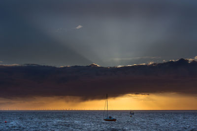 Scenic view of sea at sunset