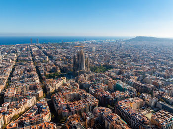 High angle view of townscape against sky