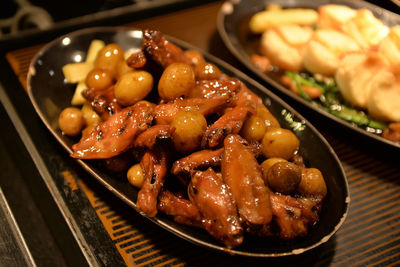 Close-up of food in plate on table