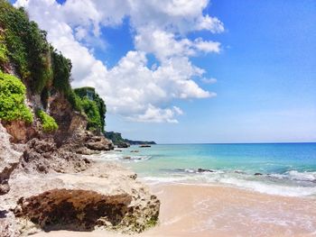 Scenic view of beach against sky