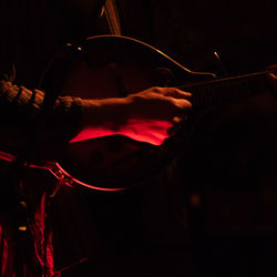 Midsection of man playing at music concert