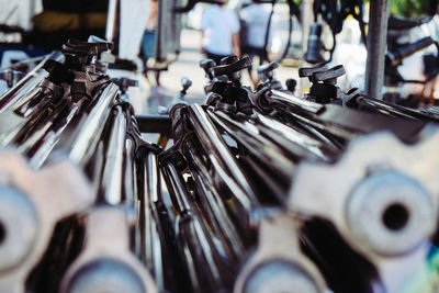 Close-up of tripods