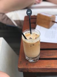 Close-up of coffee cup on table