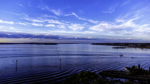 Scenic view of sea against sky at sunset