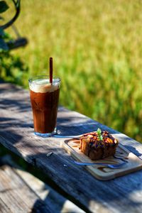 Glass of coffee on table