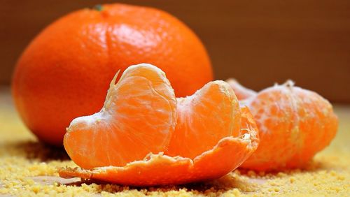 Close-up of orange on table