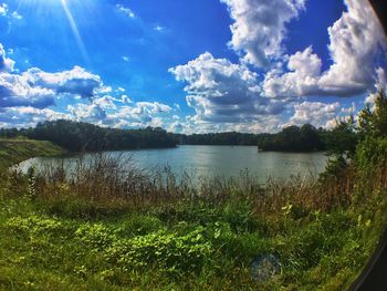 Scenic view of lake against sky