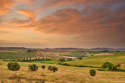 Scenic view of landscape against sky during sunset
