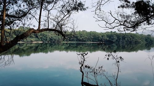 Scenic view of lake against sky