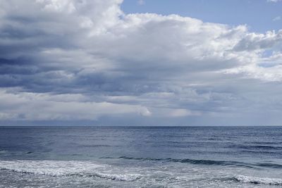 Scenic view of sea against cloudy sky