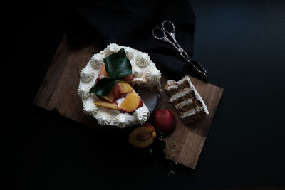High angle view of flower on table