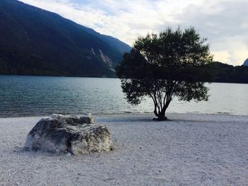 Scenic view of lake against sky