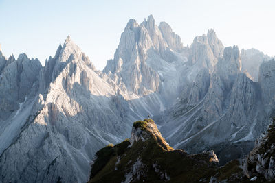 Panoramic view of snowcapped mountains against sky