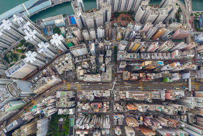 High angle view of buildings in city