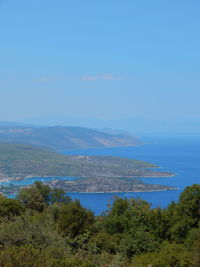 Scenic view of calm sea against clear sky