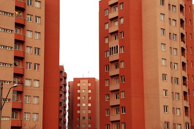 Low angle view of buildings against clear sky