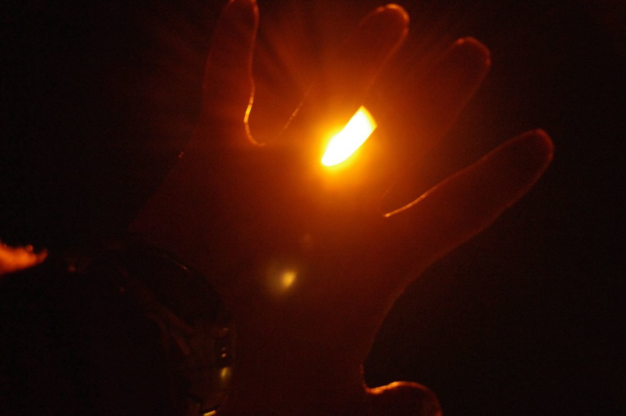 orange color, person, burning, flame, night, illuminated, glowing, dark, unrecognizable person, silhouette, part of, close-up, sunset, light - natural phenomenon, heat - temperature, cropped, fire - natural phenomenon