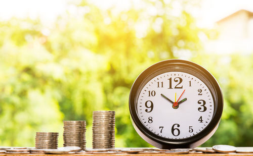 Close-up of clock on the wall