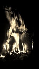 Close-up of bonfire at night