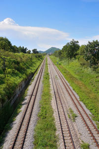 Railroad track against sky