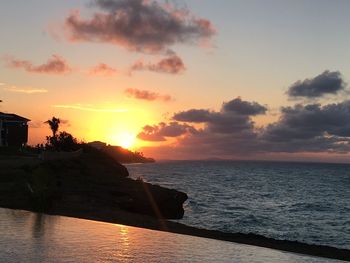 Scenic view of sea against sky during sunset