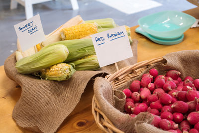 Seasonal vegetables for sale on the stalls