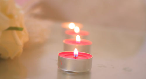 Close-up of illuminated candle