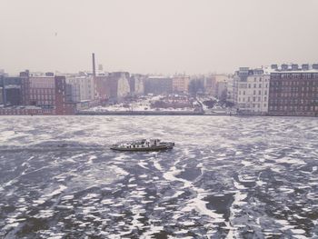 View of boats in river