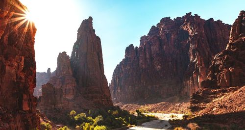 Panoramic view of rocky mountains against sky