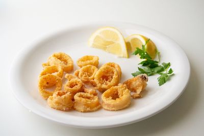 High angle view of breakfast served on table