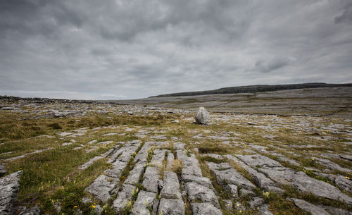 Scenic view of landscape against cloudy sky