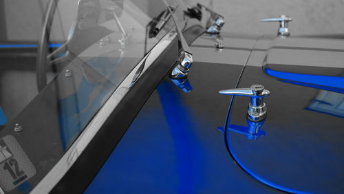 Close up of blue keys