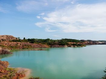 Scenic view of lake against sky