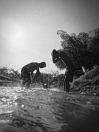 Waves splashing on rocks