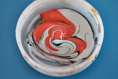 High angle view of ice cream on table
