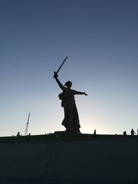 Low angle view of statue against clear sky