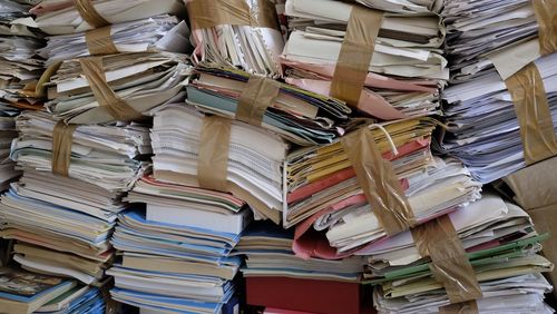 Full frame shot of stacked books